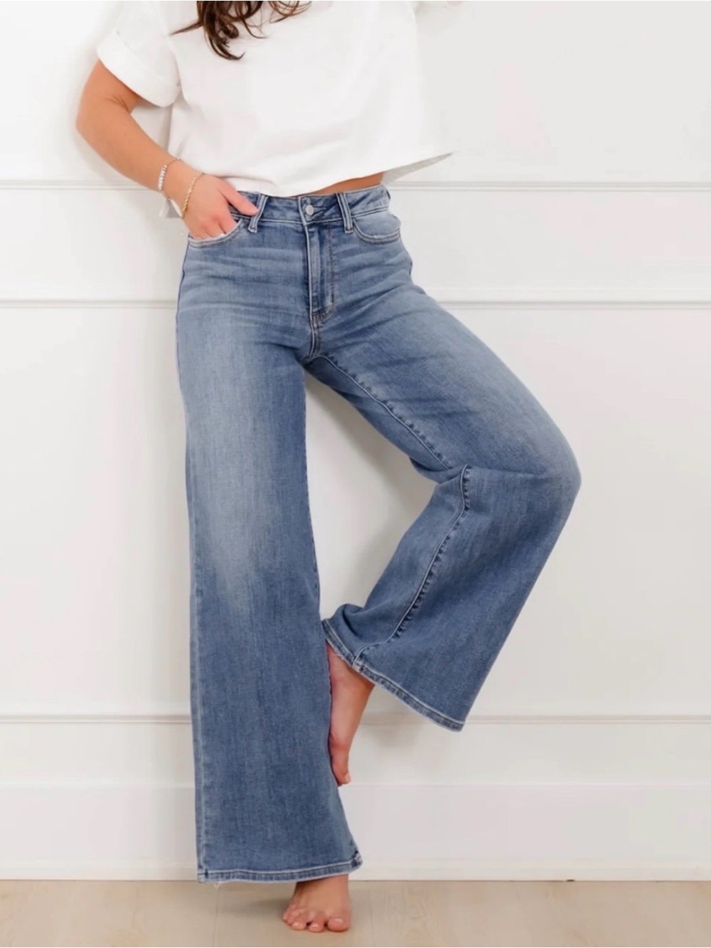 Judy Blue Light Blue High-Rise Wide Leg Jeans